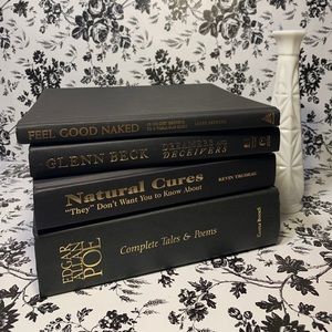 Stack of 3 BLACK & Gold hardcover book decor